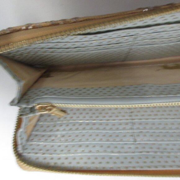 Deux Lux gold Glitter Raffia zip around Wallet Organizer change & card pockets - Picture 9 of 12